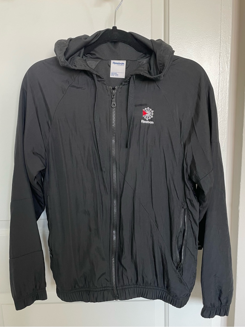 Reebok Classic Women’s Black Hooded Windbreaker Jacket